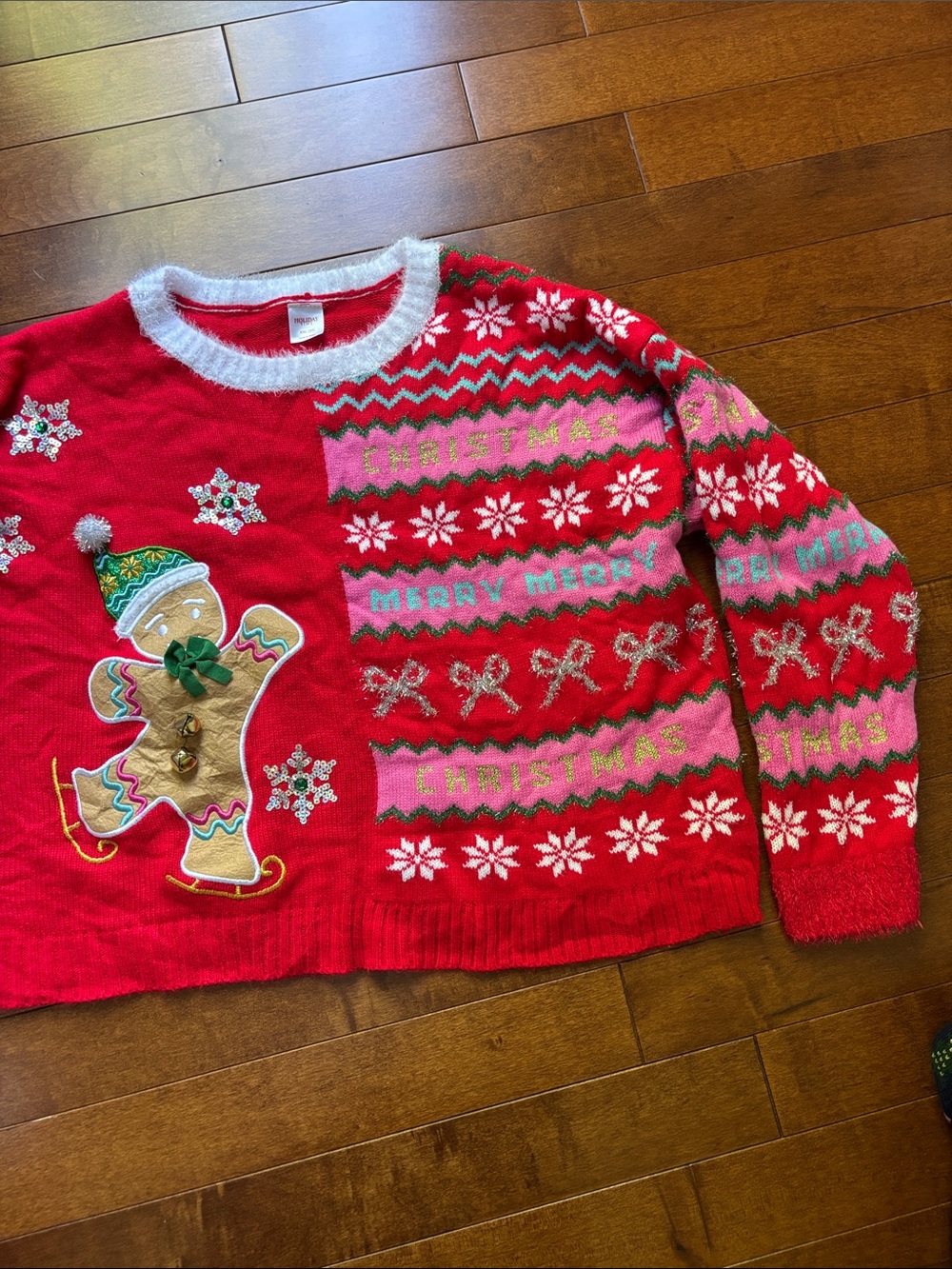 Holiday Time Women’s Festive Gingerbread Christmas Sweater, XXL